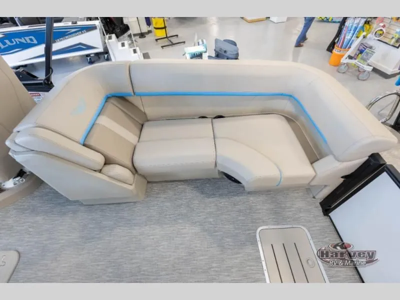 Slide: The Image of Luxurious beige boat seating in M Series 23 MFB model 2026. - 23