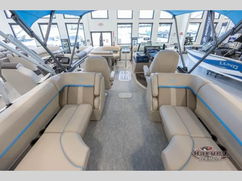Slide: The Image of Interior of M Series 23 MFB boat, 2026 model, featuring luxurious seating. - 5