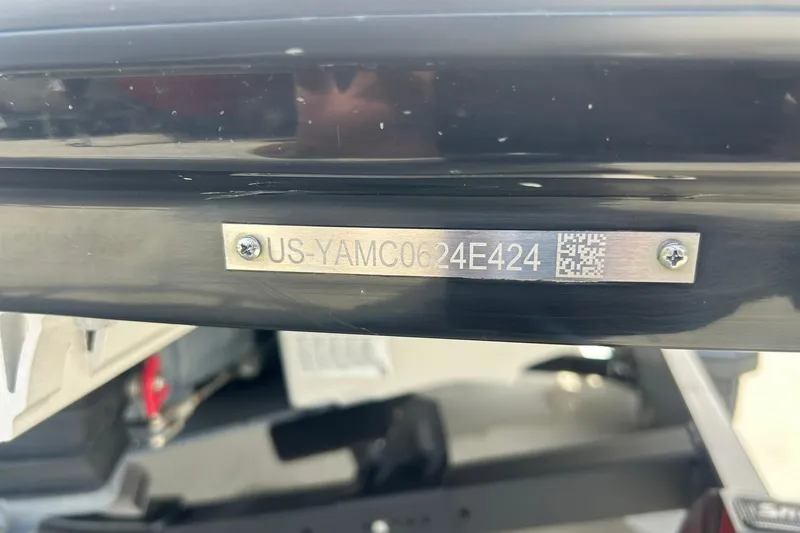 Slide: The Image of 2024 Yamaha Boats AR220 identification plate with serial number and QR code. - 16