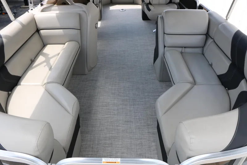 Slide: The Image of Luxurious interior of 2020 Trifecta 24RF LE pontoon boat with plush seating. - 19
