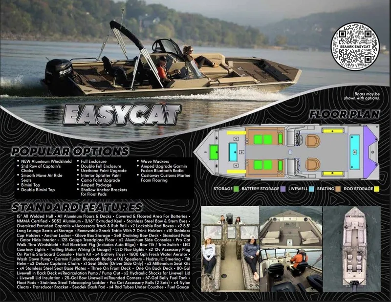 The Image of SeaArk Easy Cat 2026 boat with options and floor plan. - 1