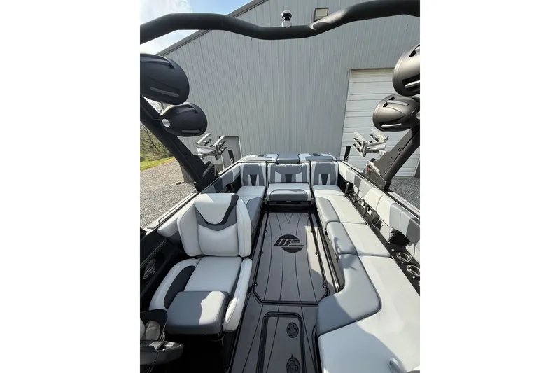 Slide: The Image of 2023 Malibu Wakesetter 23 LSV interior with sleek seating and modern design. - 9