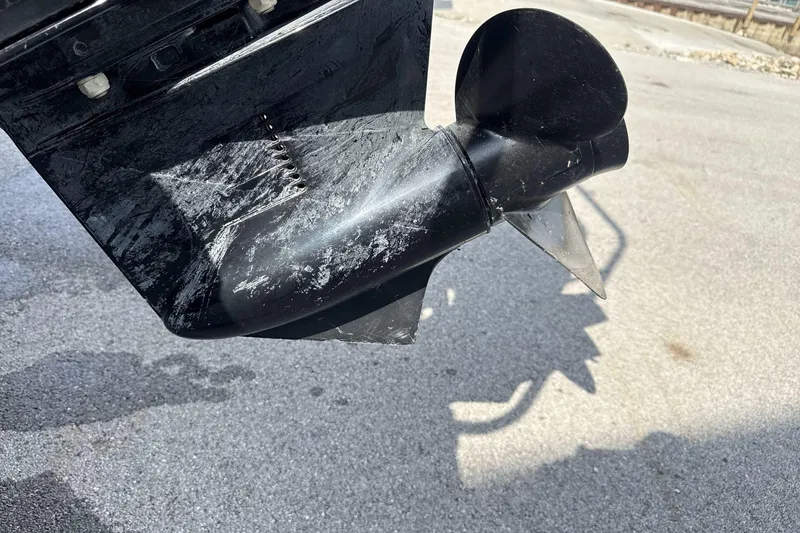 Slide: The Image of Close-up of a 2023 Bennington 25ssrc boat propeller on a sunny day. - 20