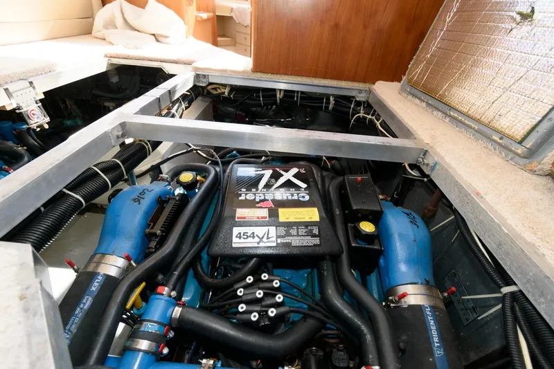 Slide: The Image of Engine room of 1997 Carver 400 Cockpit Motor Yacht. - 32