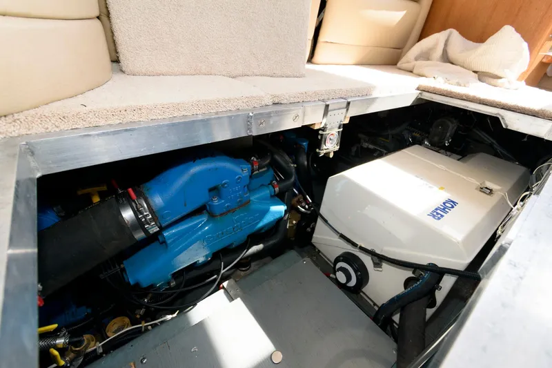 Slide: The Image of Engine compartment of 1997 Carver 400 Cockpit Motor Yacht. - 33