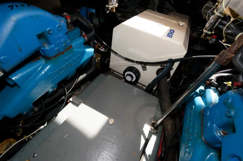 Slide: The Image of Engine room of 1997 Carver 400 Cockpit Motor Yacht. - 34