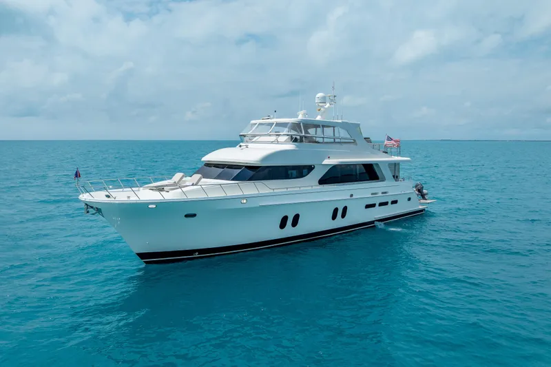 Slide: The Image of 2018 Cheoy Lee Bravo 78 Sport Motor Yacht cruising on open sea. - 1