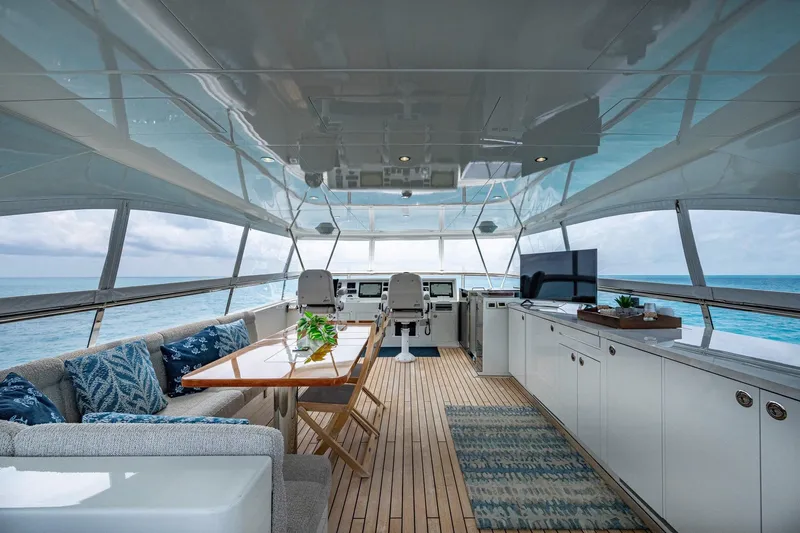 Slide: The Image of Luxurious interior of 2018 Cheoy Lee Bravo 78 Sport Motor Yacht with ocean view. - 20