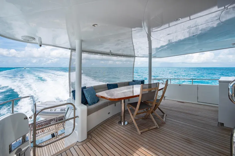 Slide: The Image of Luxurious 2018 Cheoy Lee Bravo 78 Sport Motor Yacht cruising on open sea. - 29