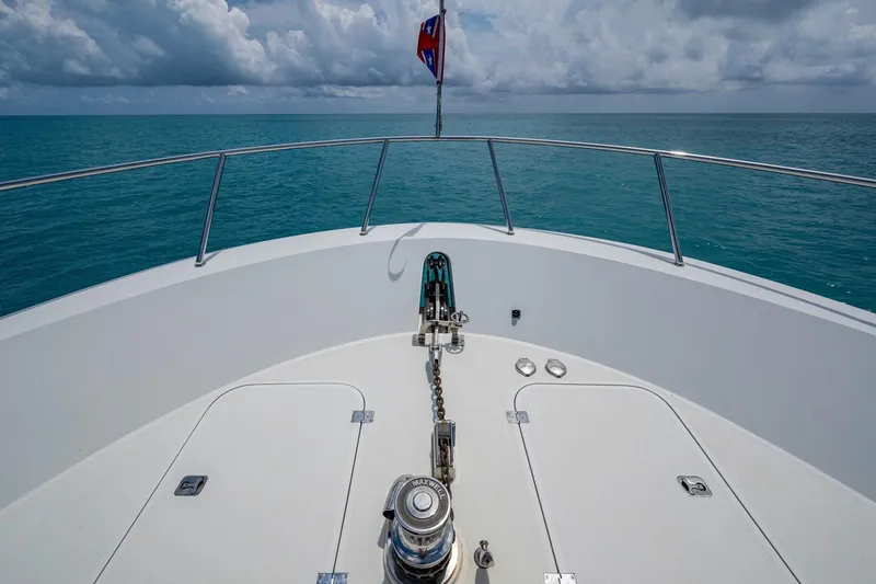 Slide: The Image of Bow view of 2018 Cheoy Lee Bravo 78 Sport Motor Yacht on open sea. - 32