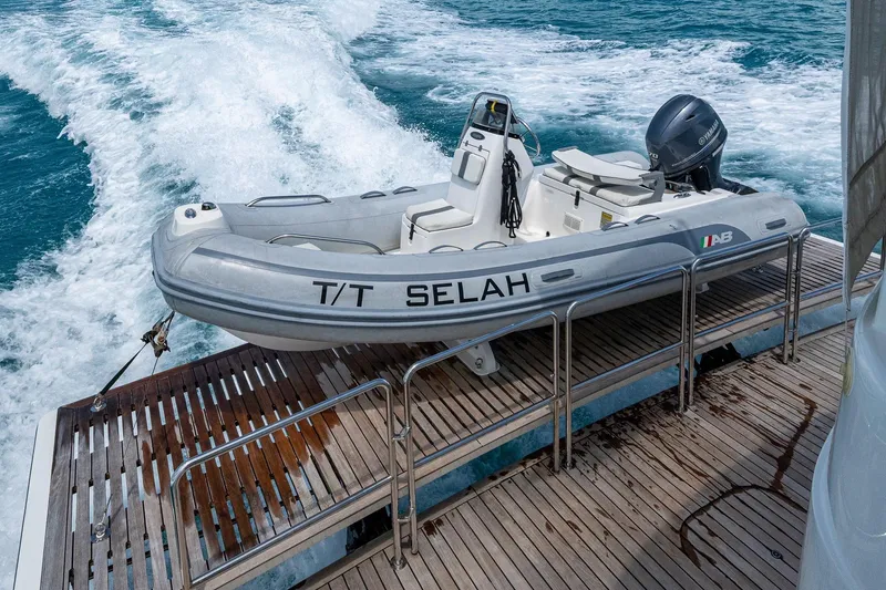 Slide: The Image of T/T Selah tender on Cheoy Lee Bravo 78 Sport Motor Yacht, 2018, cruising on ocean. - 34