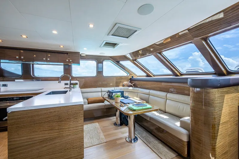 Slide: The Image of Luxurious interior of 2018 Cheoy Lee Bravo 78 Sport Motor Yacht with modern kitchen and seating area. - 37