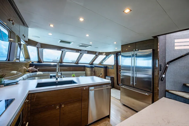 Slide: The Image of Luxurious interior of 2018 Cheoy Lee Bravo 78 Sport Motor Yacht kitchen area. - 42