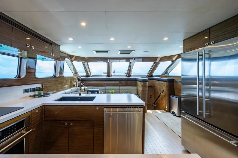 Slide: The Image of Luxurious kitchen interior of 2018 Cheoy Lee Bravo 78 Sport Motor Yacht with modern appliances. - 43