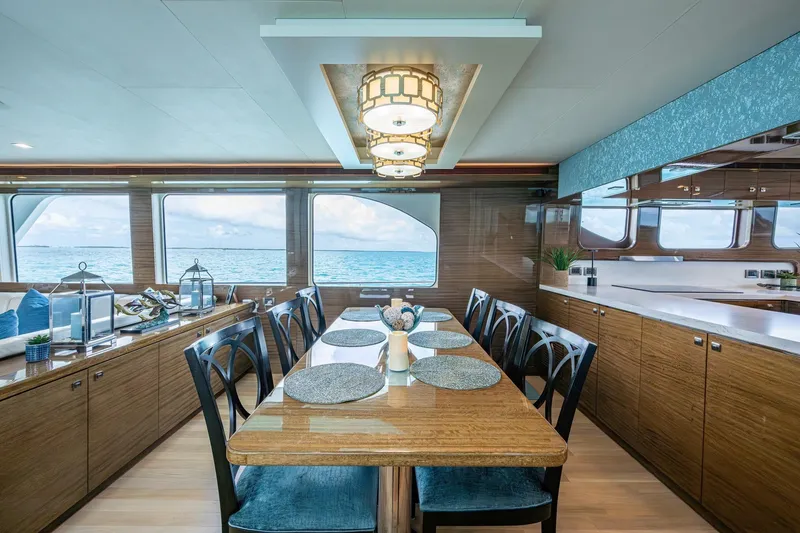 Slide: The Image of Luxurious dining area on 2018 Cheoy Lee Bravo 78 Sport Motor Yacht with ocean view. - 45