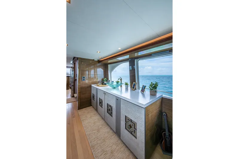 Slide: The Image of Luxurious interior of 2018 Cheoy Lee Bravo 78 Sport Motor Yacht with ocean view. - 48