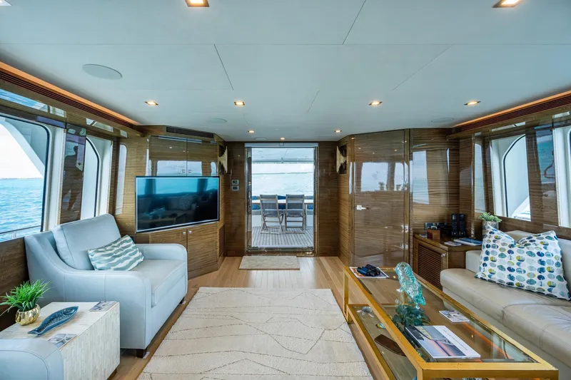 Slide: The Image of Luxurious interior of 2018 Cheoy Lee Bravo 78 Sport Motor Yacht with elegant furnishings. - 49