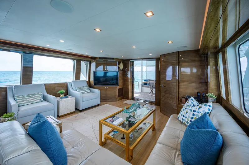 Slide: The Image of Luxurious interior of 2018 Cheoy Lee Bravo 78 Sport Motor Yacht with ocean view. - 50