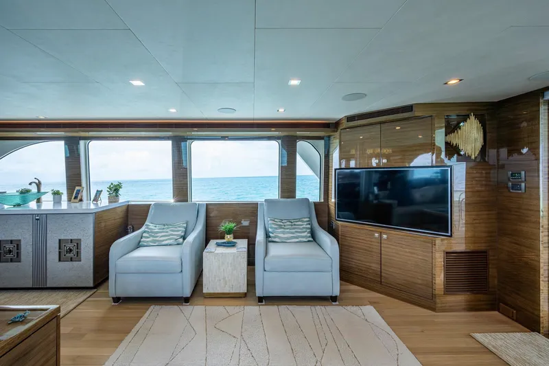 Slide: The Image of Luxurious interior of 2018 Cheoy Lee Bravo 78 Sport Motor Yacht with ocean view. - 51