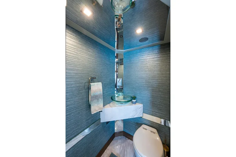 Slide: The Image of Luxurious bathroom in 2018 Cheoy Lee Bravo 78 Sport Motor Yacht with modern fixtures. - 53