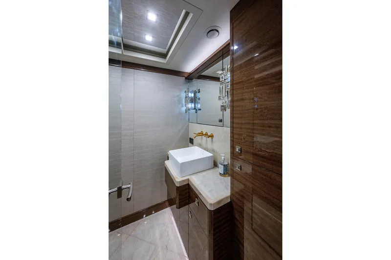 Slide: The Image of Luxurious bathroom interior of 2018 Cheoy Lee Bravo 78 Sport Motor Yacht with modern fixtures. - 59