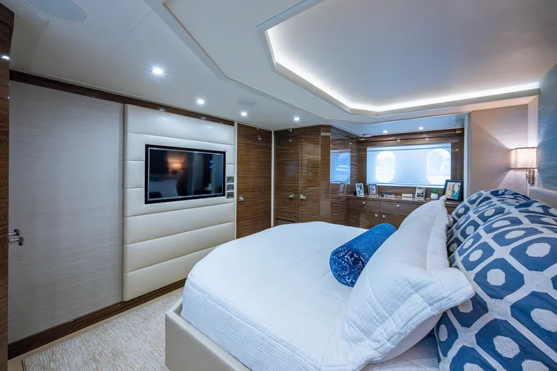 Slide: The Image of Luxurious bedroom interior of 2018 Cheoy Lee Bravo 78 Sport Motor Yacht with modern decor. - 60