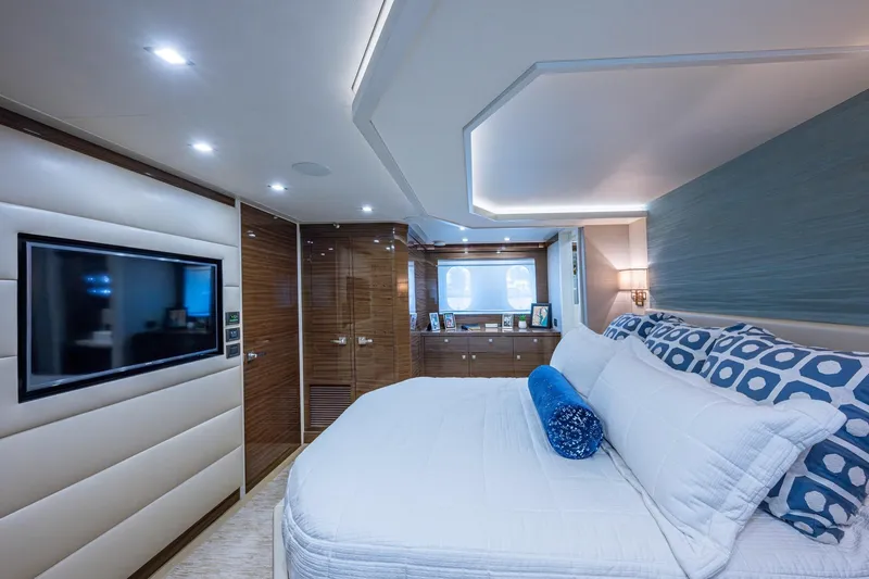 Slide: The Image of Luxurious bedroom interior of 2018 Cheoy Lee Bravo 78 Sport Motor Yacht with modern decor. - 61