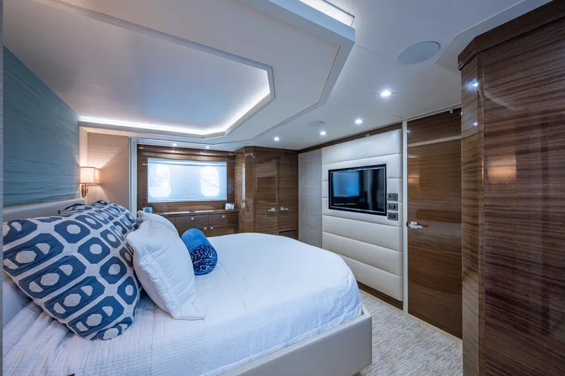 Slide: The Image of Luxurious bedroom interior of 2018 Cheoy Lee Bravo 78 Sport Motor Yacht with modern design. - 62