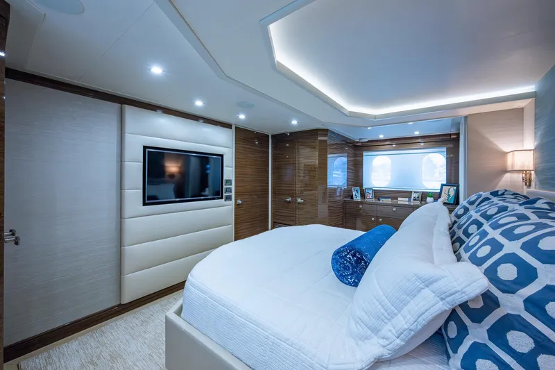 Slide: The Image of Luxurious bedroom interior of 2018 Cheoy Lee Bravo 78 Sport Motor Yacht with modern decor. - 63