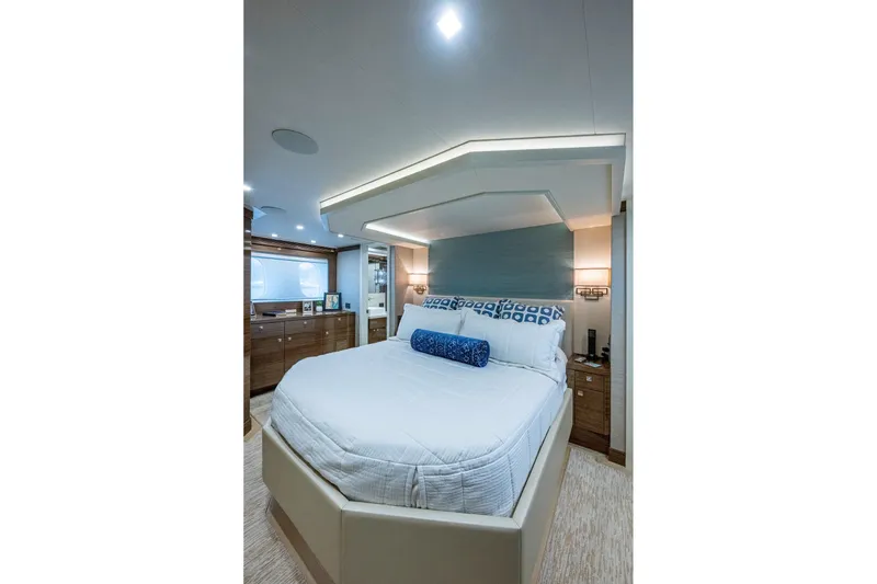 Slide: The Image of Luxurious bedroom interior of 2018 Cheoy Lee Bravo 78 Sport Motor Yacht. - 64