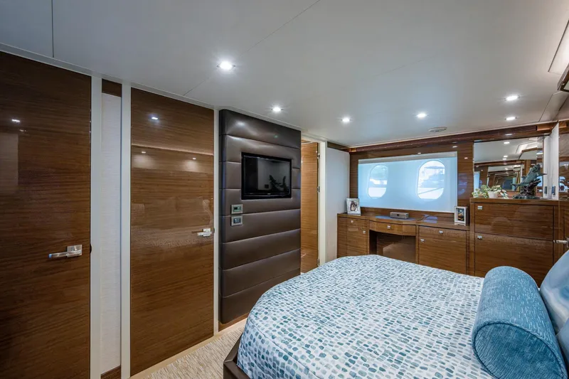 Slide: The Image of Luxurious bedroom interior of 2018 Cheoy Lee Bravo 78 Sport Motor Yacht with modern wood finishes. - 70