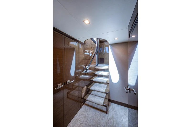 Slide: The Image of Luxurious interior staircase of 2018 Cheoy Lee Bravo 78 Sport Motor Yacht. - 73