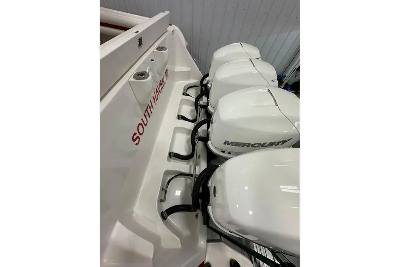 Slide: The Image of Four Mercury outboard engines on a 2020 Intrepid 475 Sport Yacht, South Haven, MI. - 36