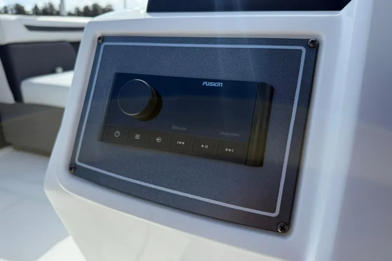 Slide: The Image of 2024 Hurricane FunDeck 2260 RE OB boat stereo system with Bluetooth connectivity. - 16