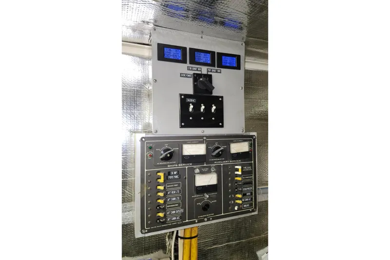 Slide: The Image of Electrical control panel on a 1979 Marine Trader 50 Trawler boat. - 31