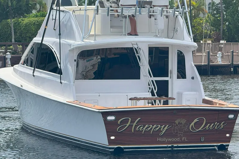 Slide: The Image of 1997 Ocean Yachts 48 Super Sport boat named "Happy Ours" docked in Hollywood, FL. - 39