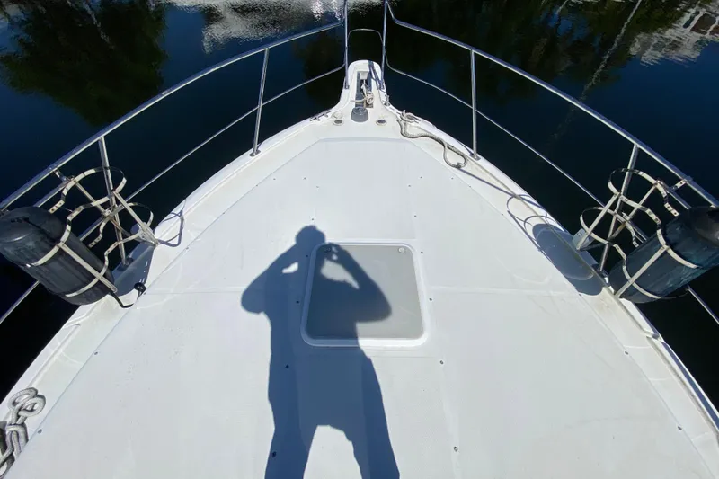 Slide: The Image of Top view of 2003 Carver 356 Motor Yacht deck with shadow and fenders. - 8