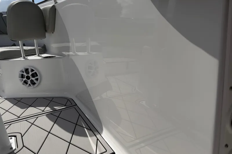 Slide: The Image of 2016 Sportsman Heritage 231 Center Console interior with seating and speaker detail. - 41