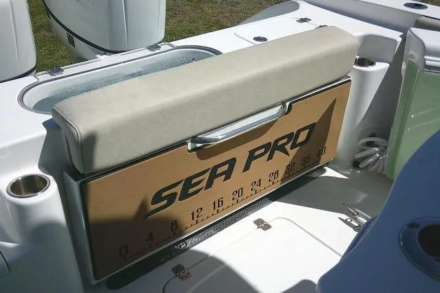 Slide: The Image of 2022 Sea Pro 259 Center Console boat seat with integrated measuring board. - 44