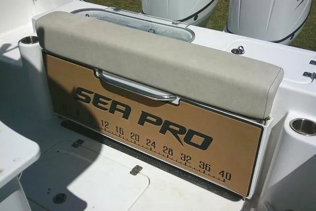 Slide: The Image of 2022 Sea Pro 259 Center Console boat seat with integrated measuring board. - 54