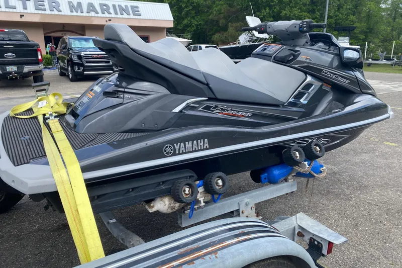 Slide: The Image of 2013 Yamaha WaveRunner FX Cruiser SHO on trailer at Alter Marine dealership. - 4