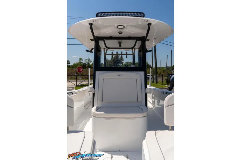 Slide: The Image of 2025 Sea Hunt Gamefish 28 Forward Seating boat, showcasing sleek design and spacious seating. - 26