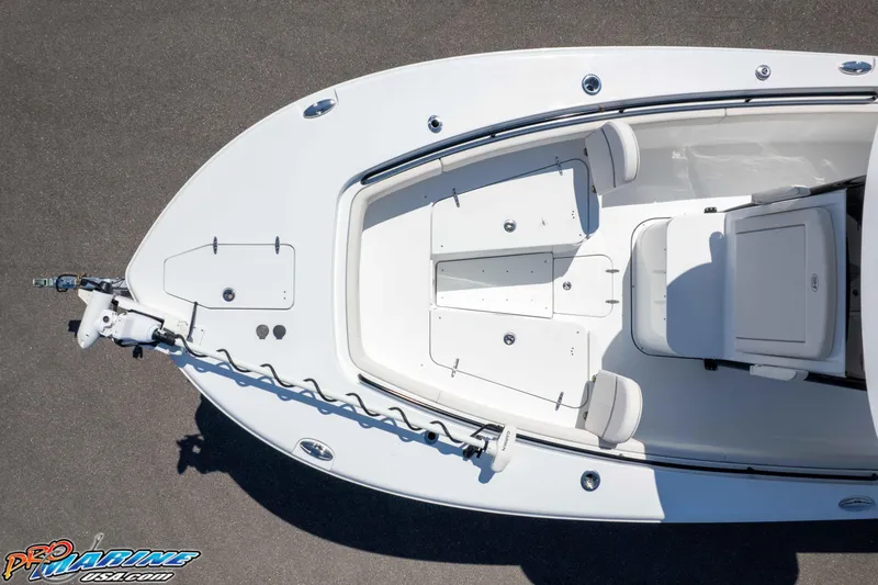 Slide: The Image of 2025 Sea Hunt Gamefish 28 Forward Seating boat, aerial view of bow and seating area. - 45