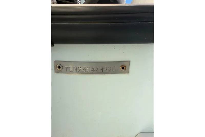 Slide: The Image of Hull identification number on 2020 Tideline 235 Hybrid boat. - 44