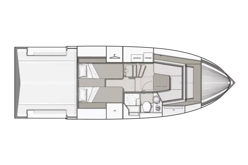 Slide: The Image of Manufacturer Provided Image: Floor plan of 2025 Beneteau Gran Turismo 35 yacht, featuring cabins, kitchen, and bathroom layout. - 13