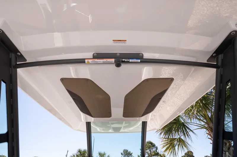 Slide: The Image of 2026 Monterey Elite 25 OB boat canopy with sleek design and modern features. - 24