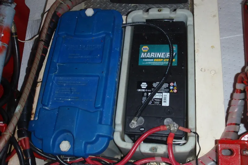 Slide: The Image of 1985 Ocean Alexander Europa featuring NAPA Mariner 4-d Battery Set Up New In 2025 - 73