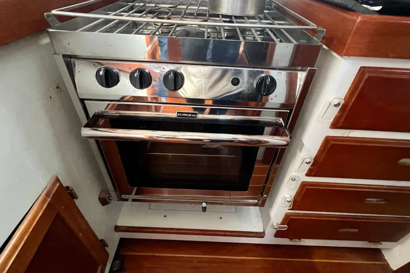 Slide: The Image of Stainless steel boat oven in a 1983 Durbeck 50 yacht kitchen. - 13