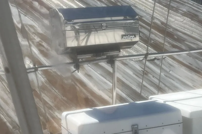 Slide: The Image of Outdoor Magma grill mounted on a 1983 Durbeck 50 sailboat deck. - 42