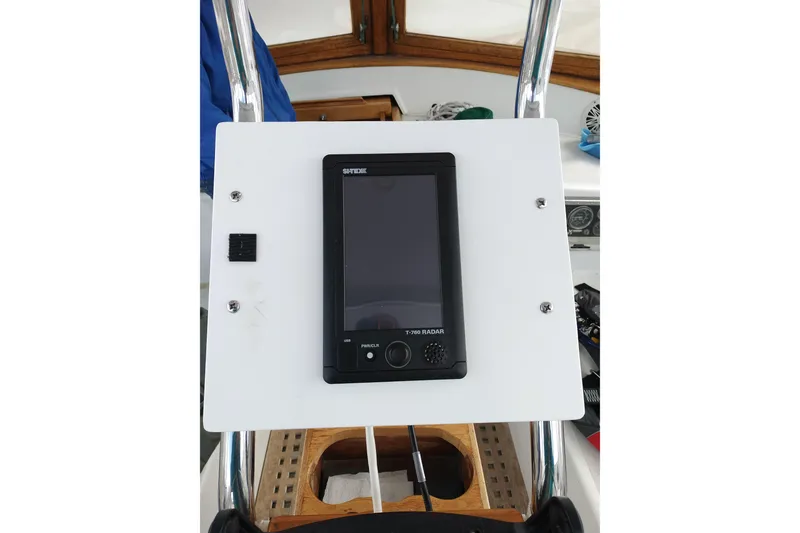 Slide: The Image of Radar display on a 1983 Durbeck 50 yacht's navigation panel. - 46